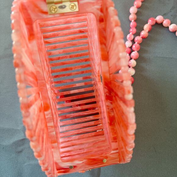 Cult Gaia Acrylic Luna Crossbody Bag Pink Beaded Strap - Picture 8 of 11